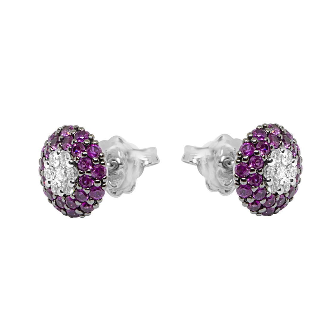 Orecchini in oro bianco con diamanti e rubini - ALFIERI & ST. JOHN