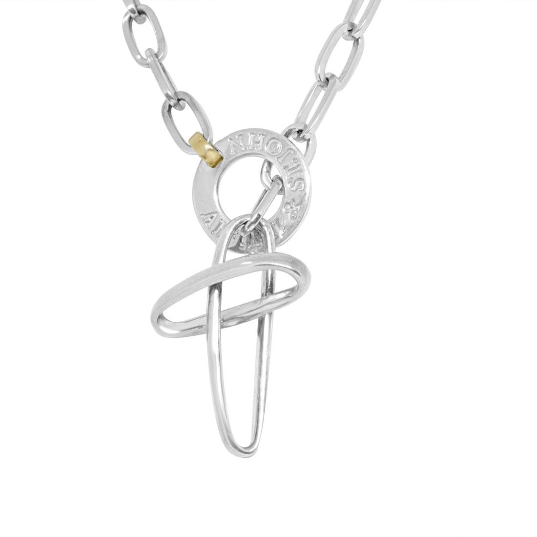 Collana in oro bianco e giallo con pendente croce - ALFIERI & ST. JOHN