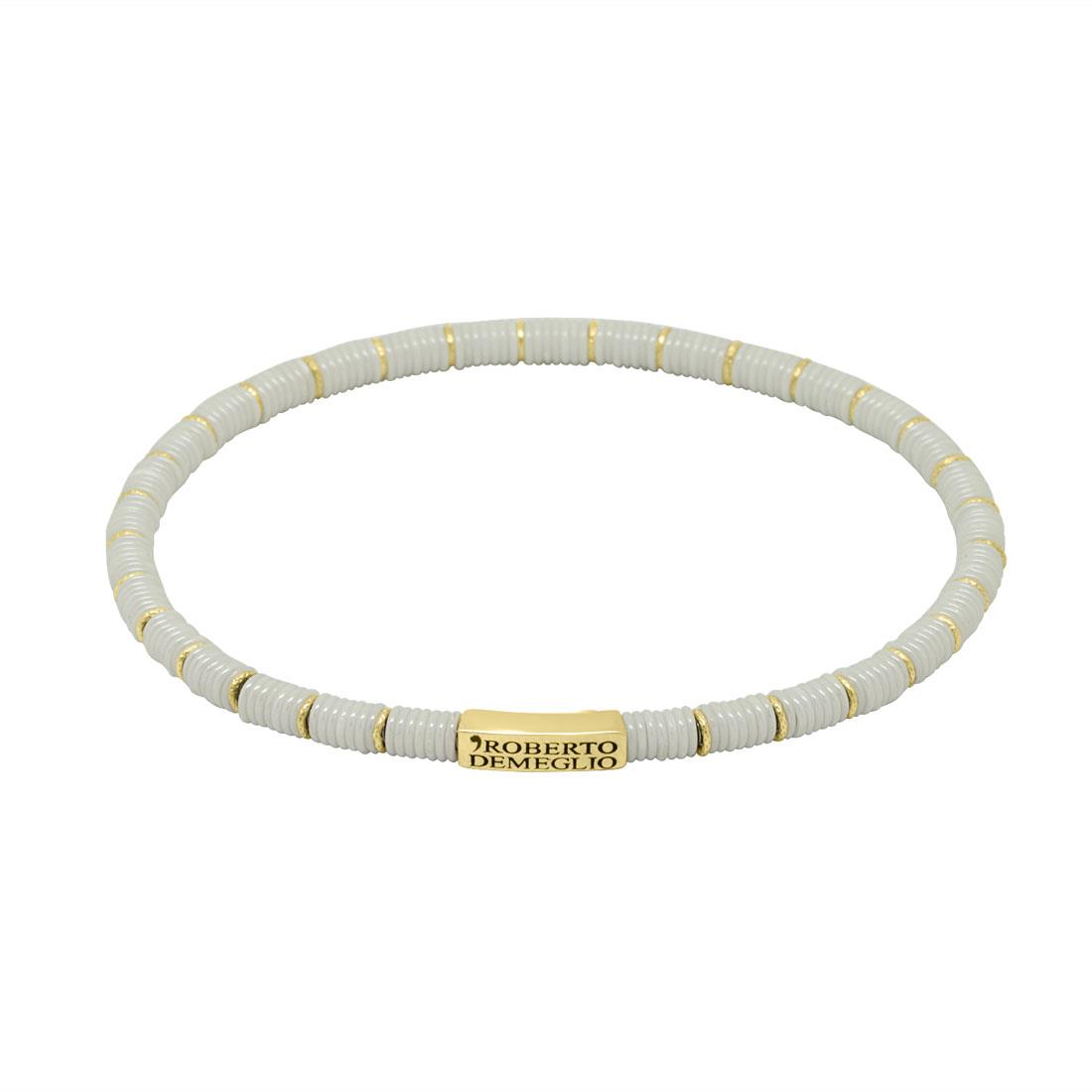 white ceramic bracelet with yellow gold - ROBERTO DEMEGLIO