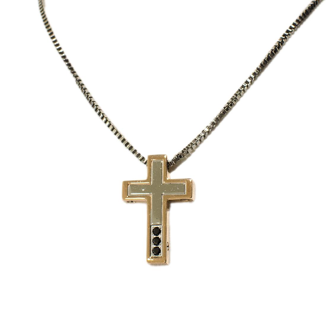 COLLIER IN ACCIAIO CON SPINELLI NERI - ZANCAN