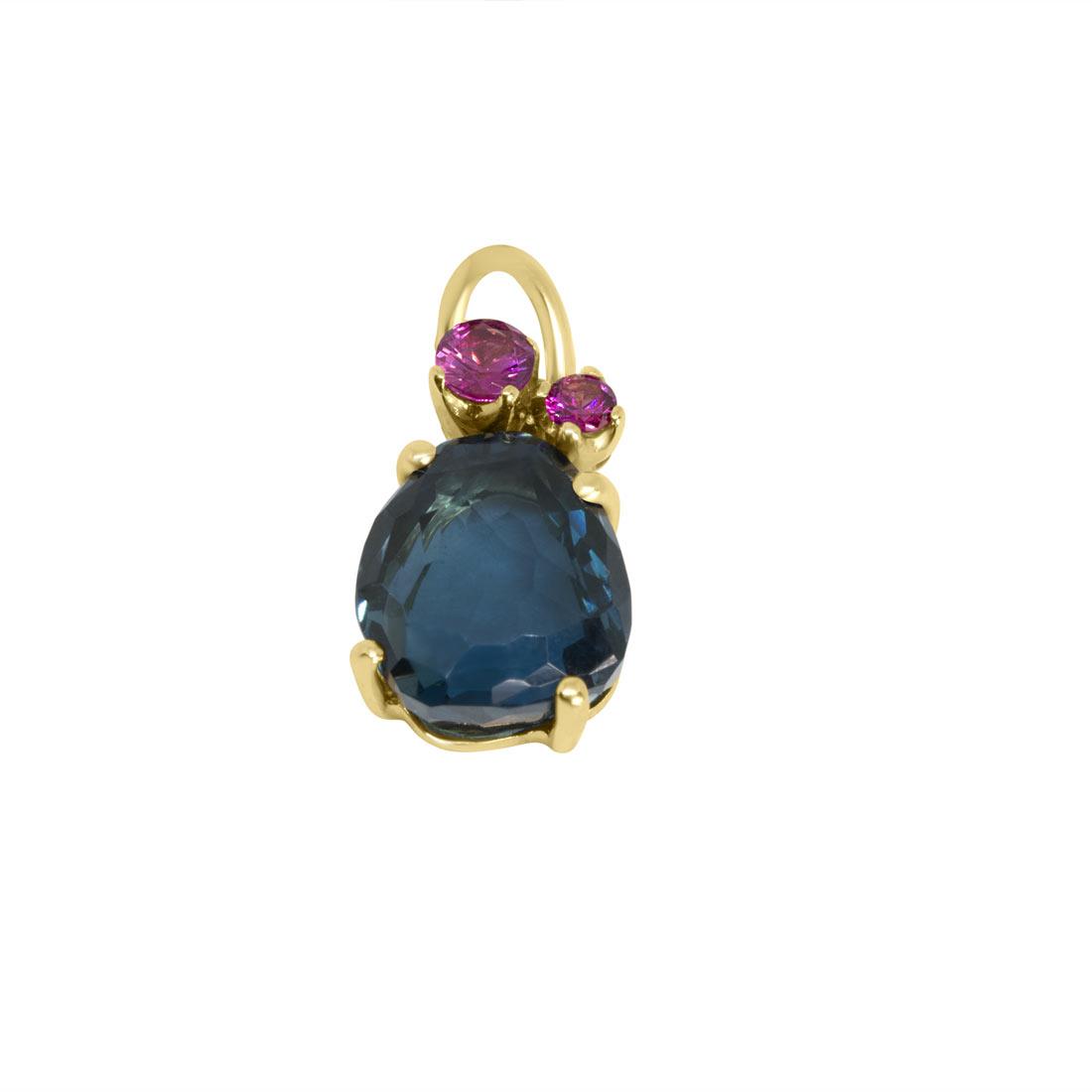 Ciondolo in oro rosa con topazio blu e zaffiri rosa - POMELLATO