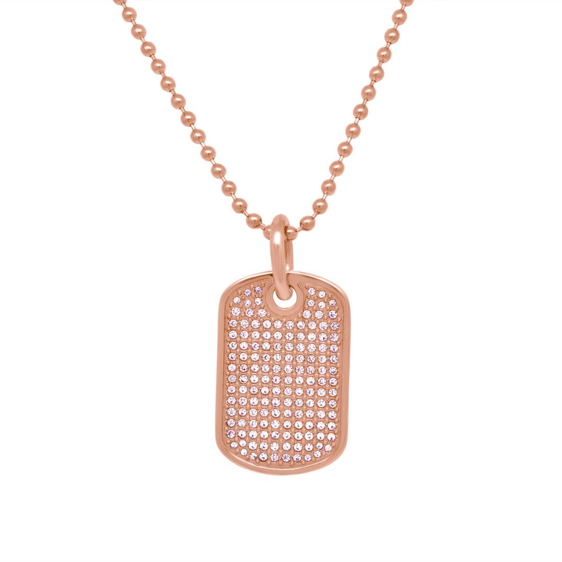  Necklace with rose gold steel pendant and crystals, lenght 61cm - TOMMY HILFIGER