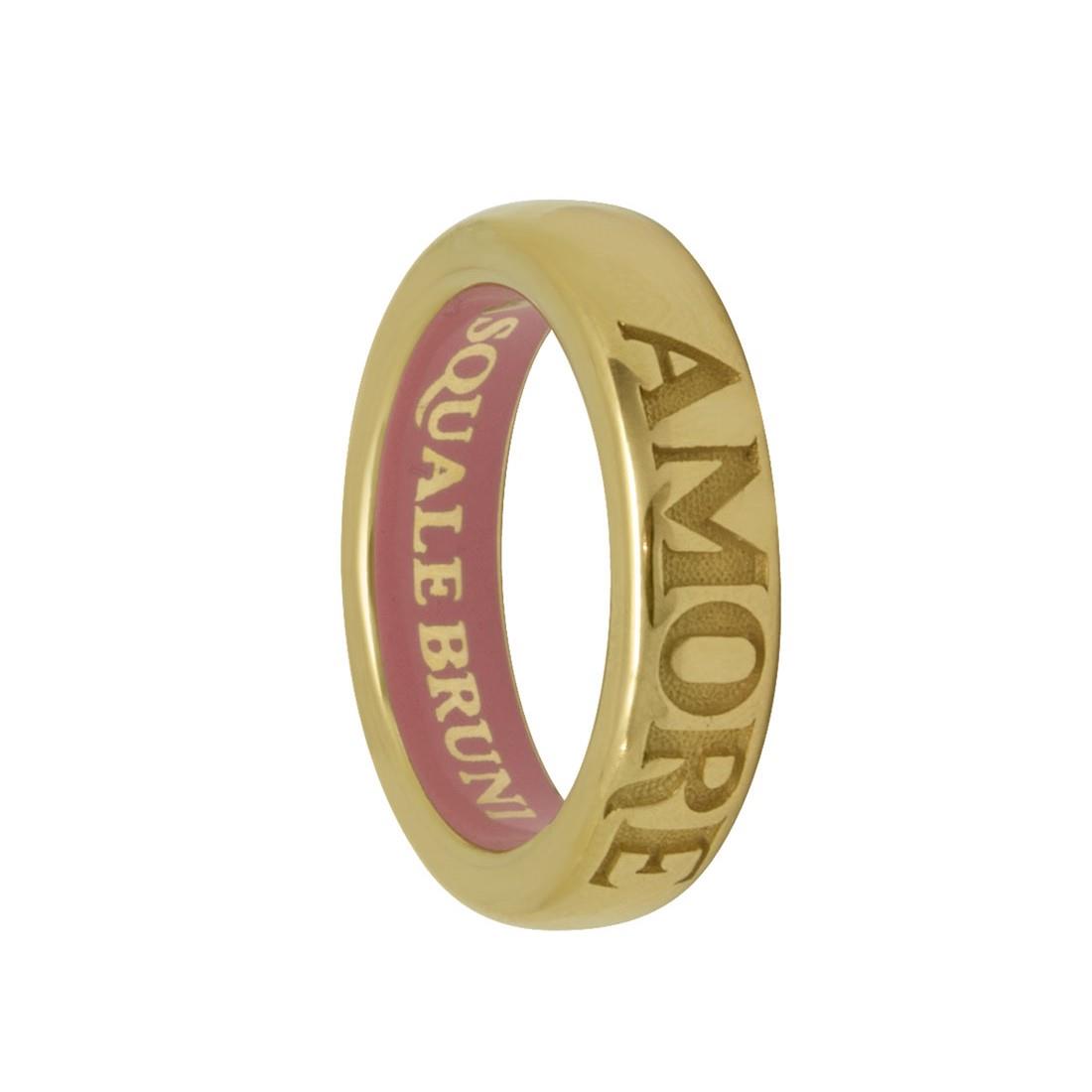 PASQUALE BRUNI RING ROSE GOLD WITH PINK ENAMEL AMORE SIZE 17 - PASQUALE BRUNI