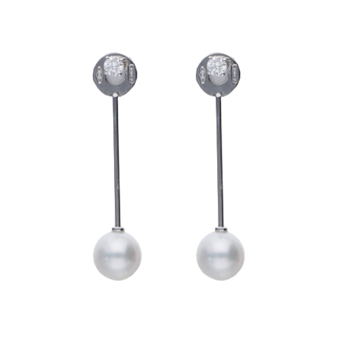 Orecchini in oro bianco con diamanti e perle - ALFIERI & ST. JOHN