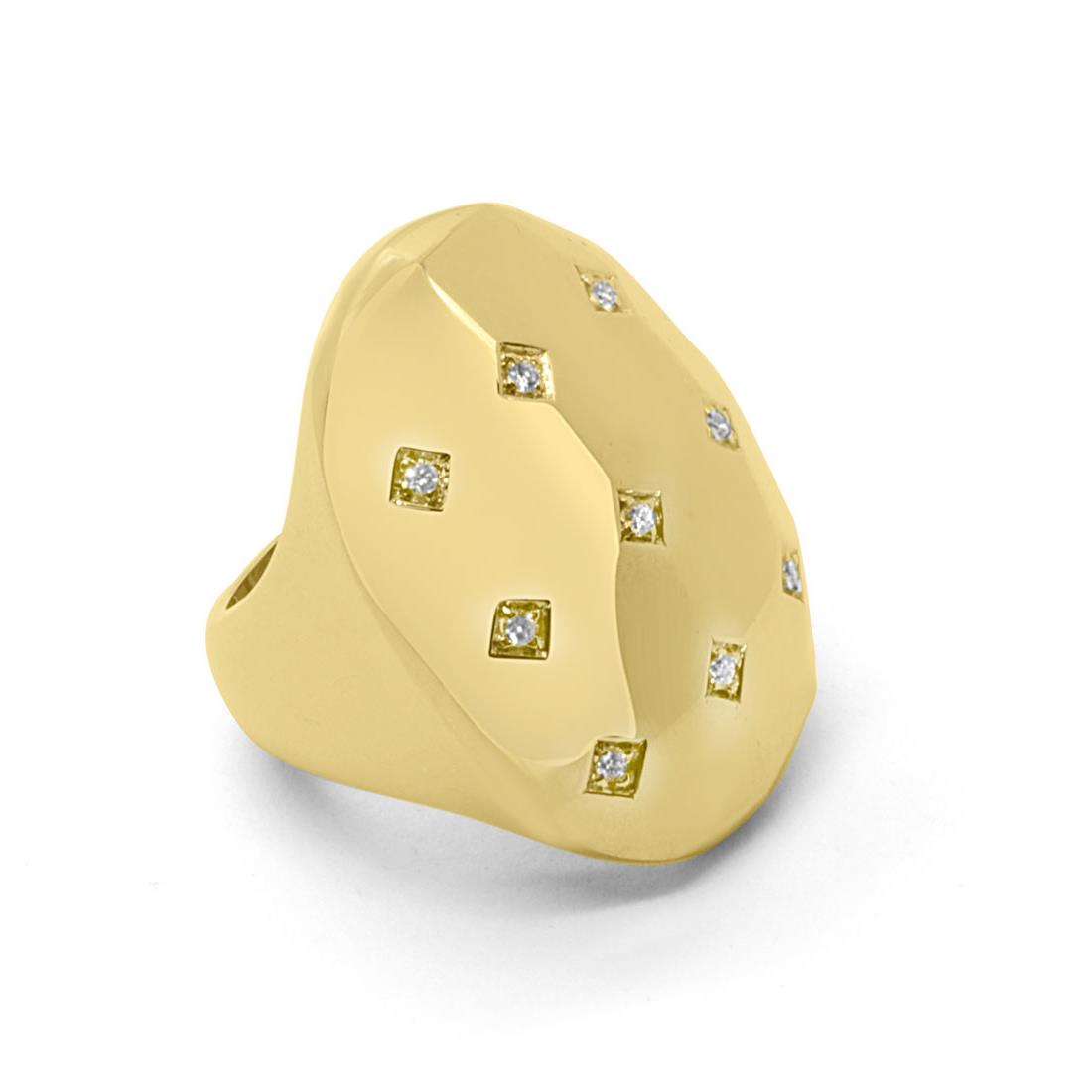 Anello in oro giallo con diamanti mis 16 - PASQUALE BRUNI