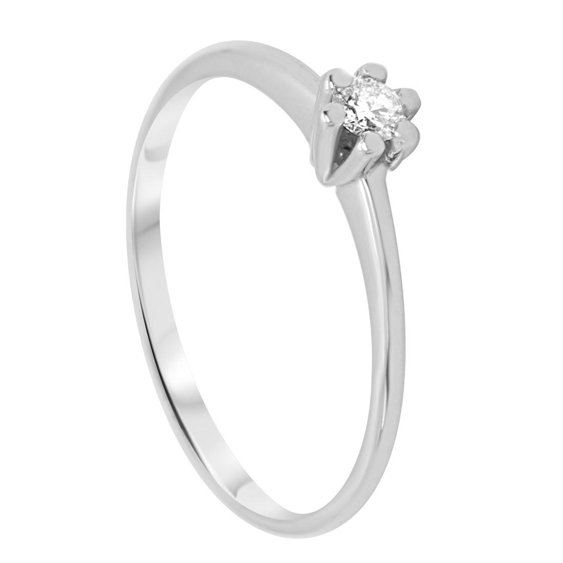 Anello Oro & Co, solitario in oro bianco con diamanti mis 13 - ORO&CO