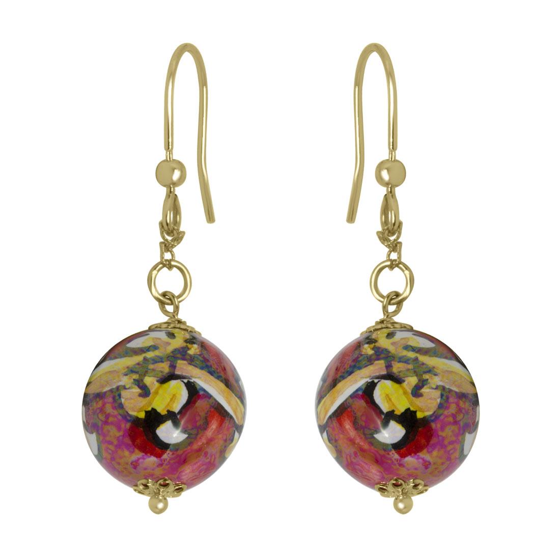 Silver earrings with ceramic elements - LE PERLE DI CALTAGIRONE