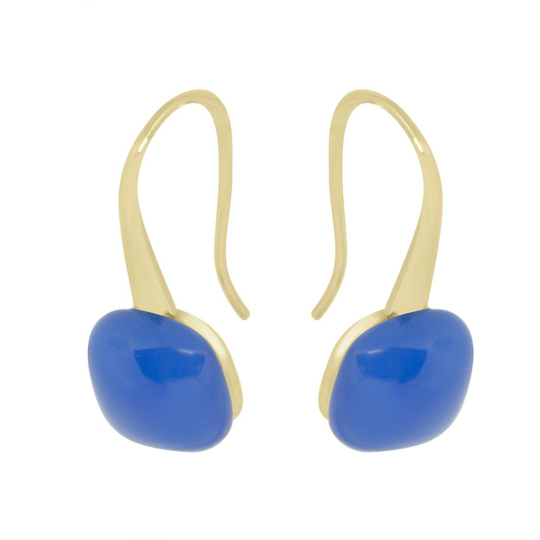 Yellow gold earrings with blue agate - ORO&CO