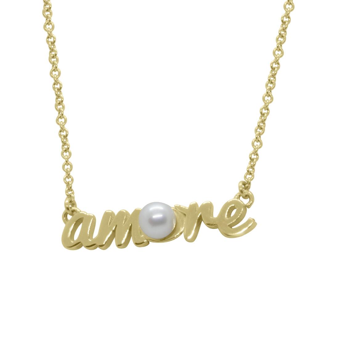 Collana in oro giallo "amore" con perla  - ORO&CO