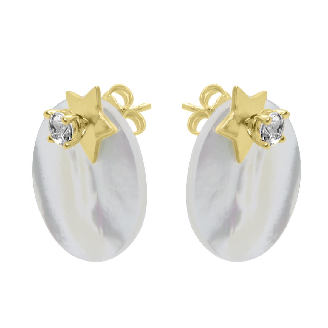 Orecchini in oro giallo con topazio bianco e pietra semipreziosa bianca  - ORO&CO