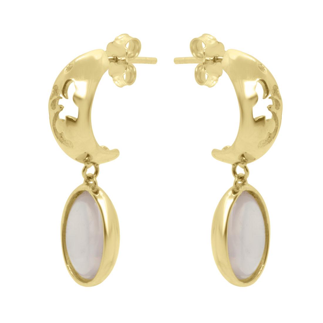 pendientes en oro amarillo con cuarzo rosa - ORO&CO