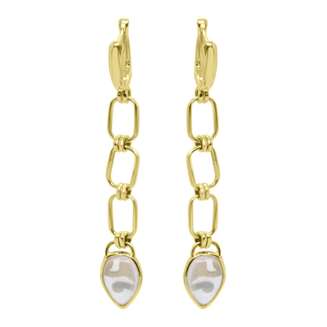 pendientes en oro amarillo con cuarzo rosa - ORO&CO