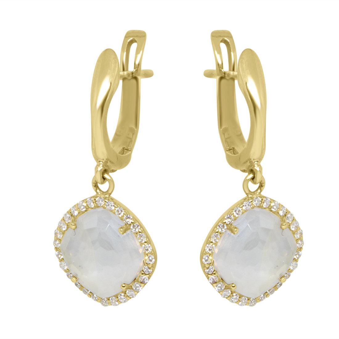 pendientes en oro amarillo con cuarzo girasol y diamantes - ORO&CO