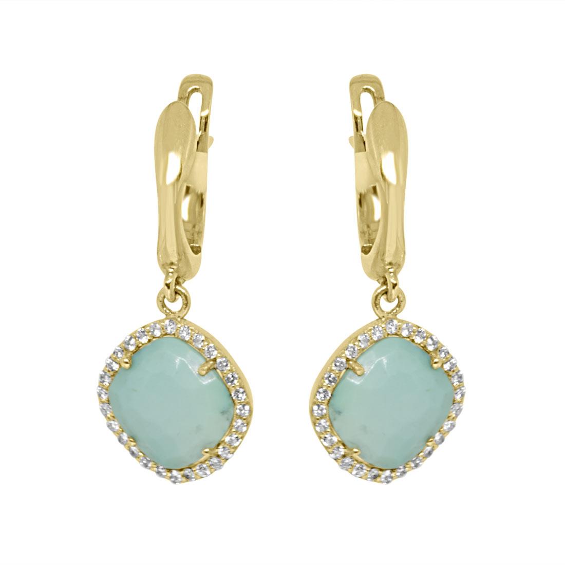 pendientes en oro amarillo con turquesa y diamantes - ORO&CO