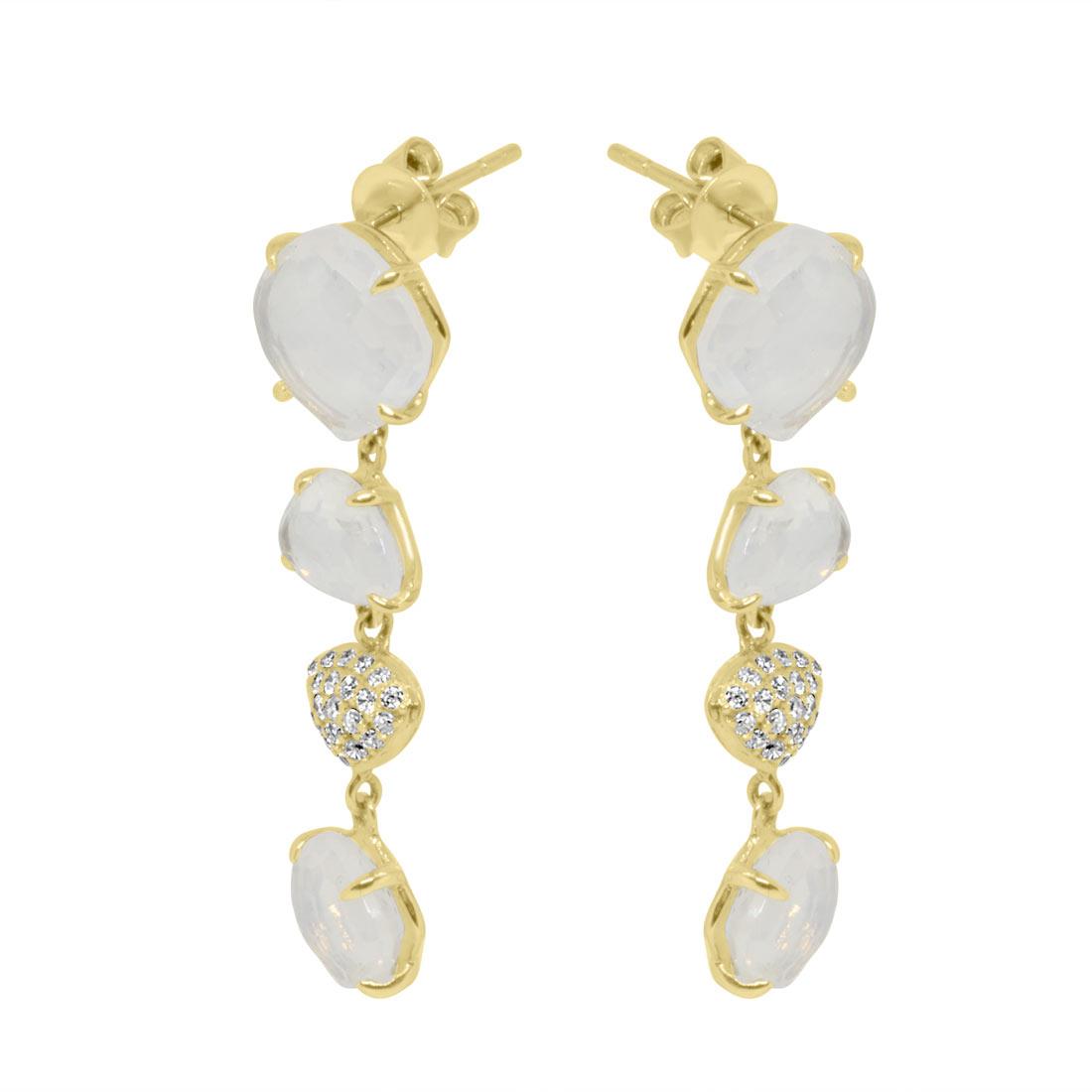 Orecchini in oro giallo con quarzo girasole e diamanti - ORO&CO