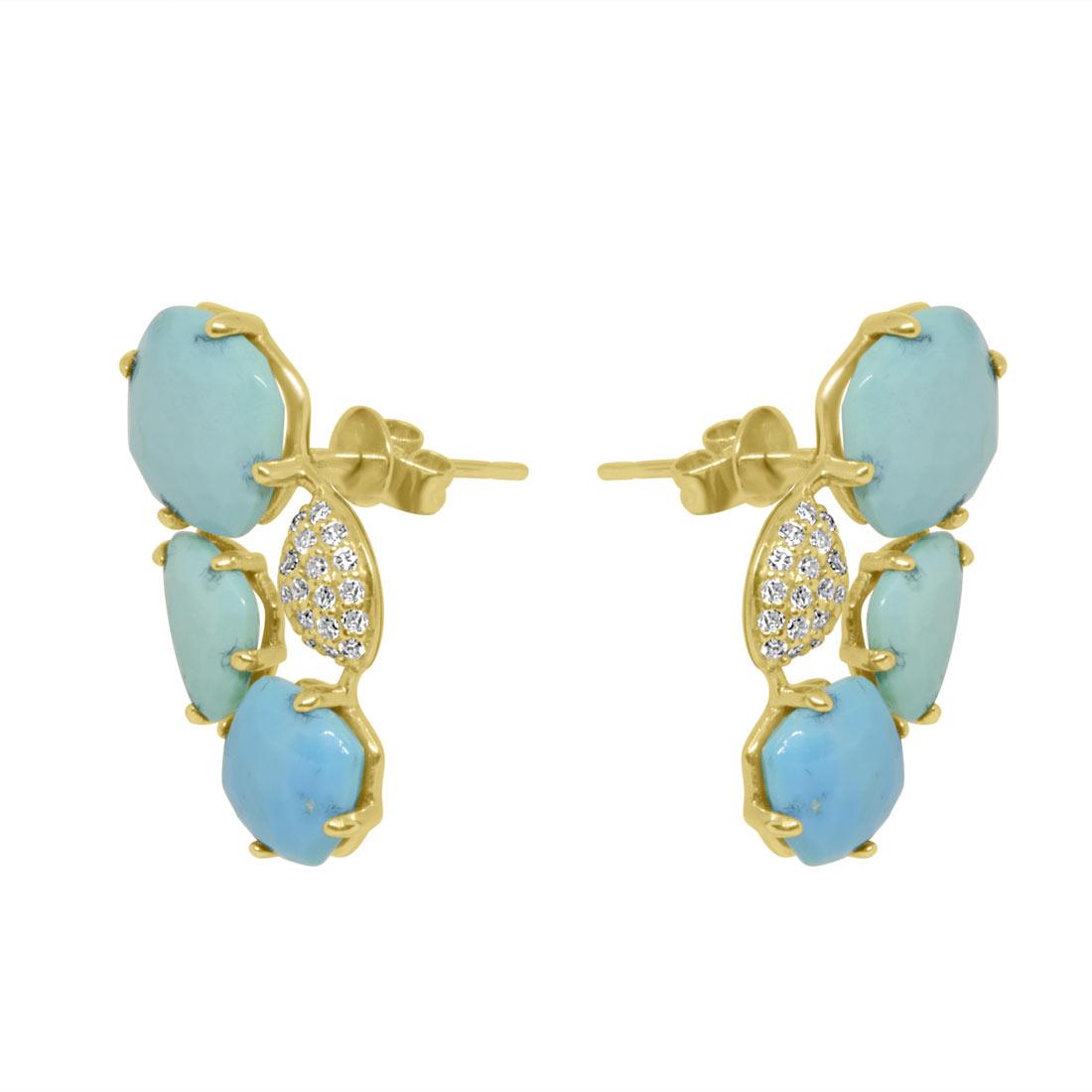 Orecchini in oro giallo con turchese e diamanti - ORO&CO