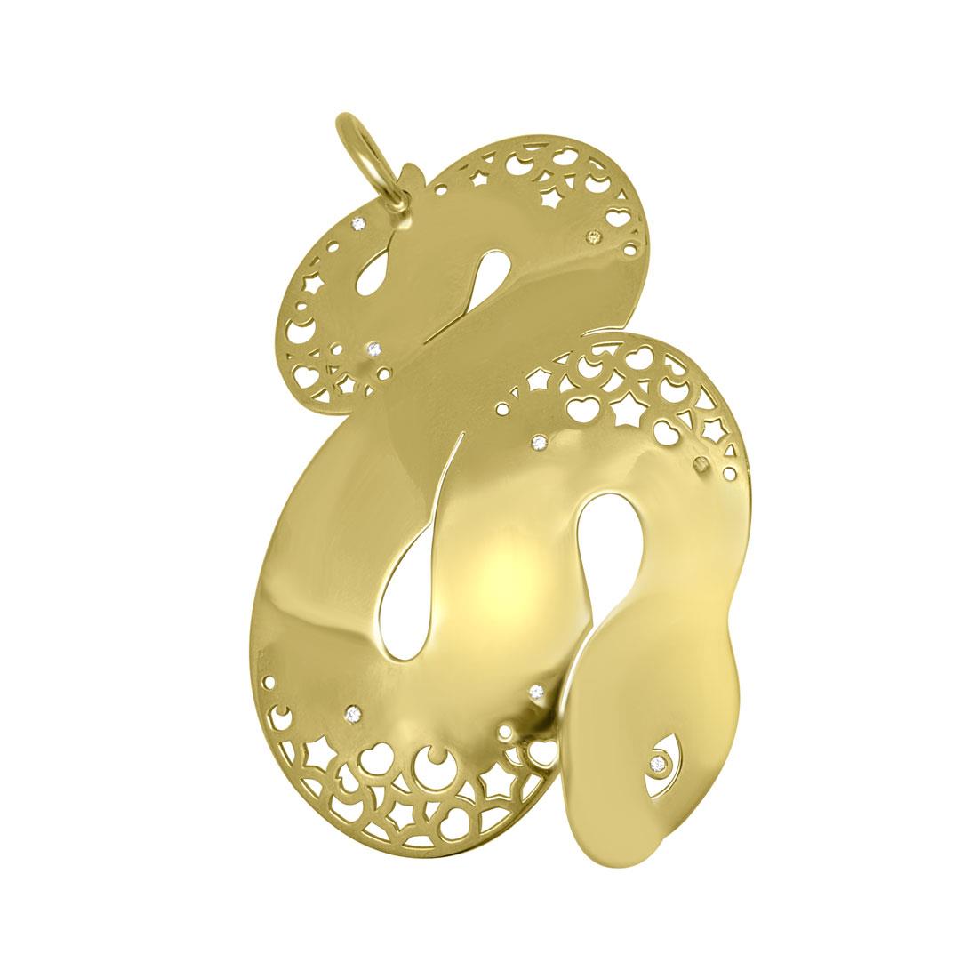 Pendente in oro giallo con diamante ct 0.07, misura 5x7 cm  (l x h) - PASQUALE BRUNI