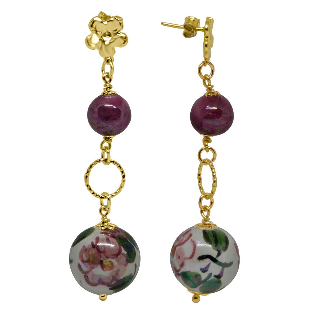 Orecchini in argento e ceramica - LE PERLE DI CALTAGIRONE