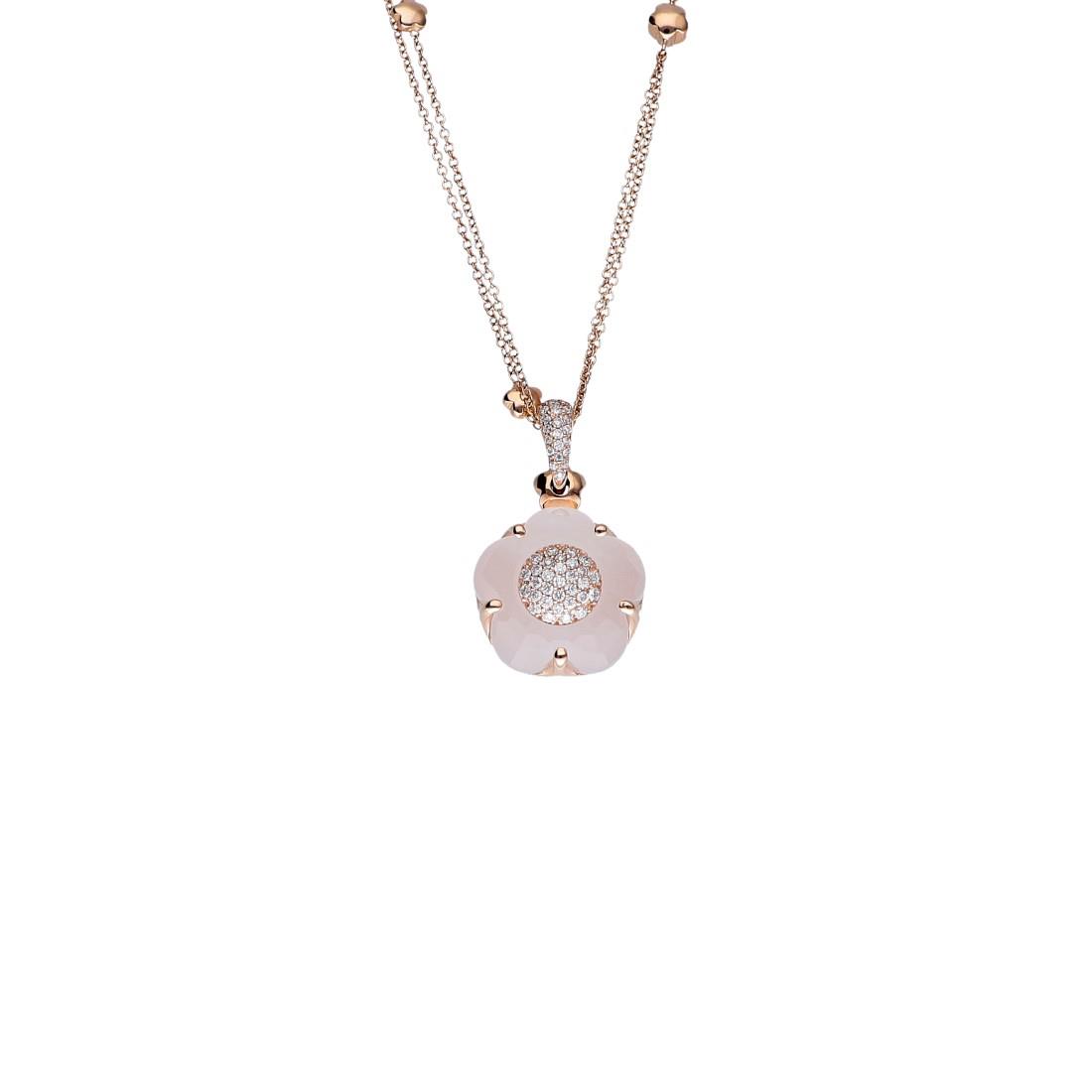 Collana Pasquale Bruni in oro rosso Fiore Bon Ton con diamanti ct 0,50 - PASQUALE BRUNI