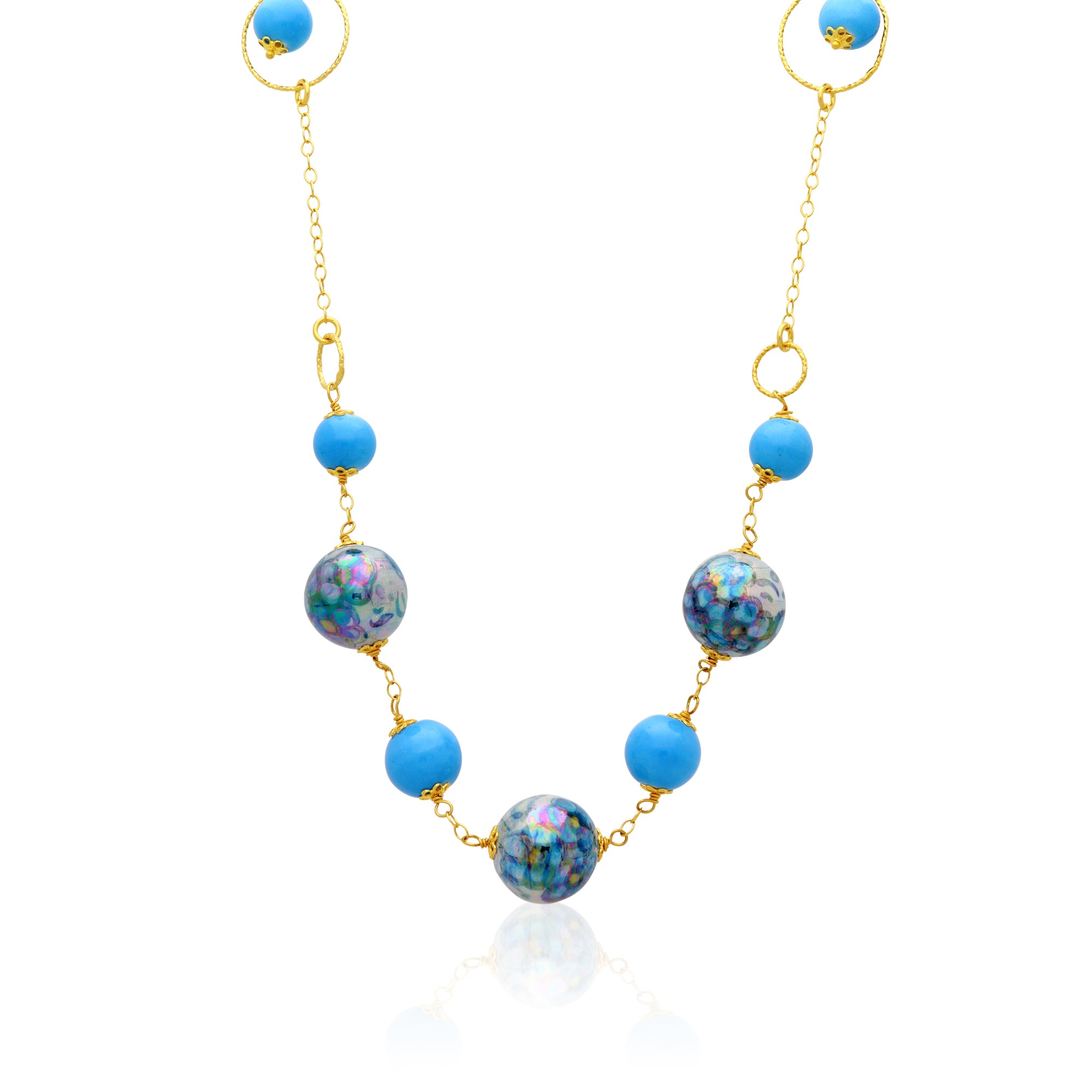 Collana in argento e ceramica azzurra - LE PERLE DI CALTAGIRONE