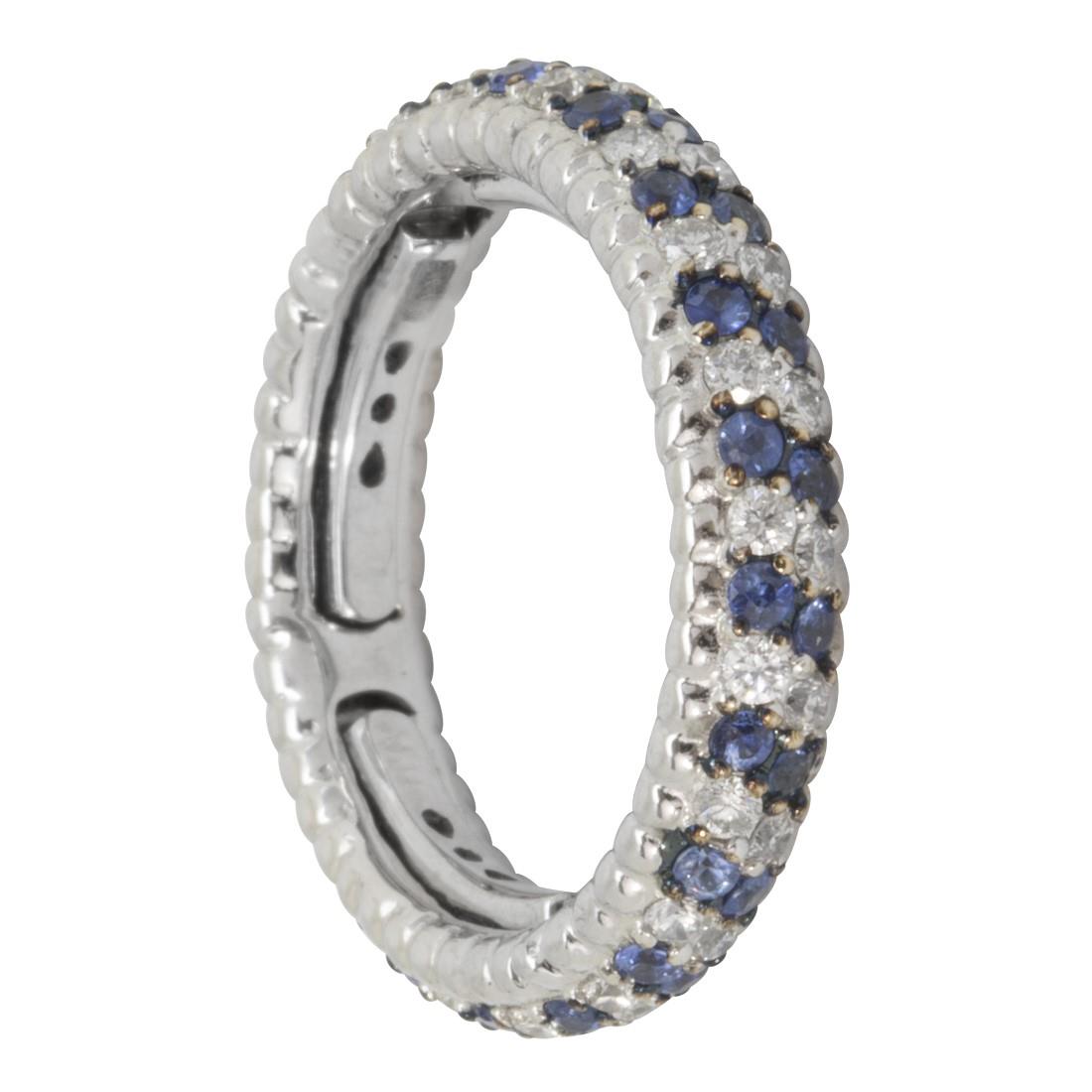 Gold ring Eternity with diamonds ct 0.75 and blue sapphires ct 0.65