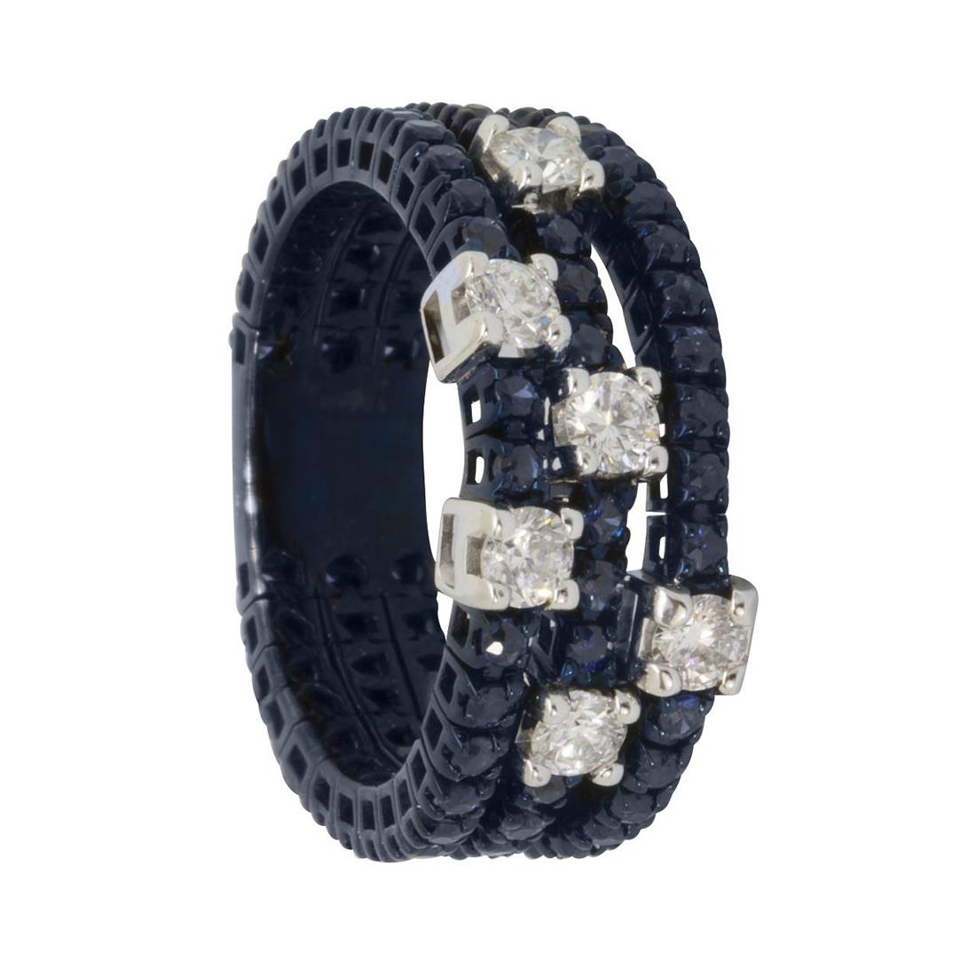 Anello tennis multifilo in oro con diamanti ct 0.60 e zaffiri ct 1.60 - ALFIERI & ST. JOHN