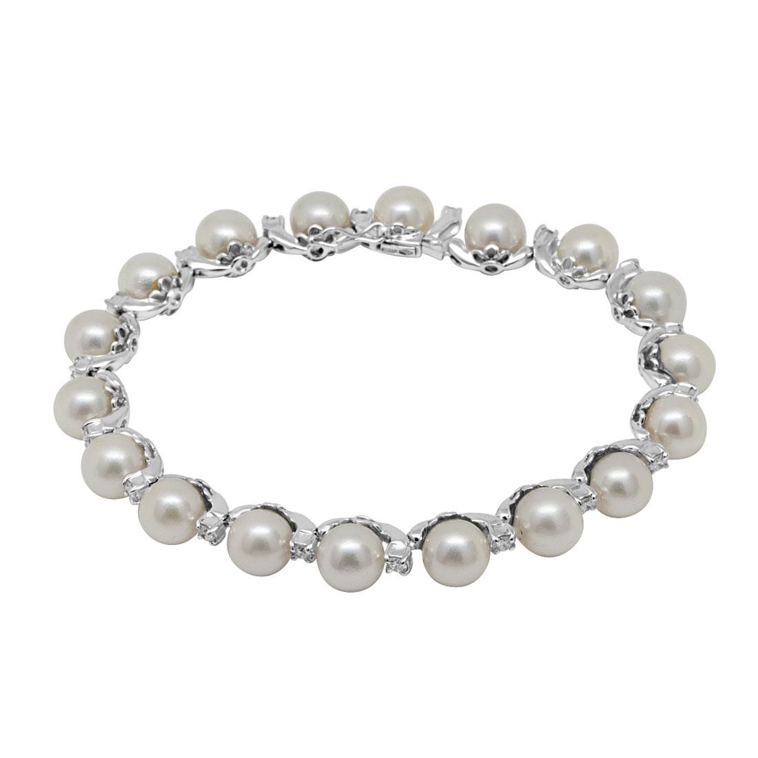 PULSERA DAMIANI ORO BLANCO DIAMANTES 0.81CT Y PERLAS - DAMIANI