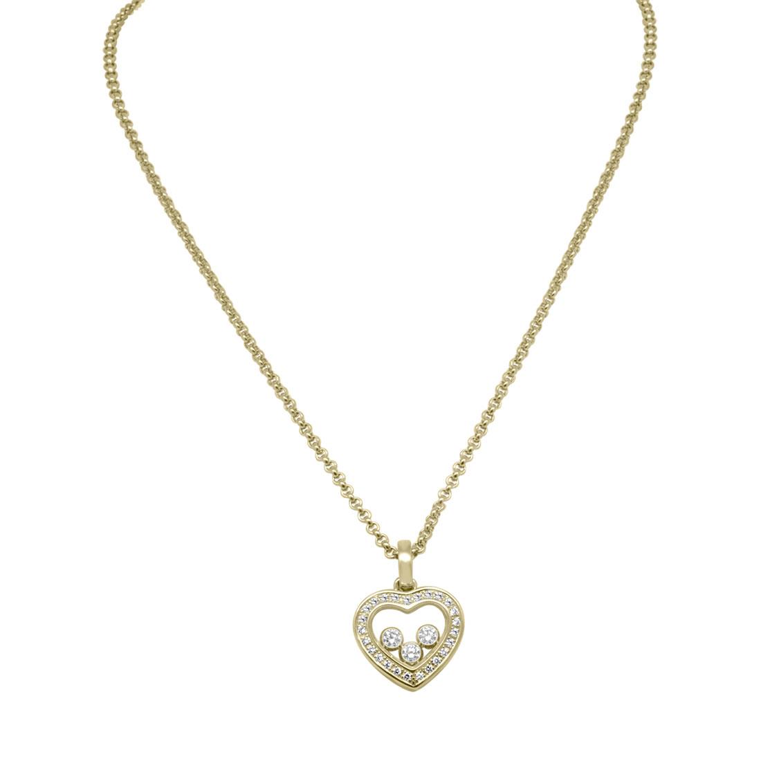 Yellow gold necklace Happy Diamonds with diamonds ct 0.27