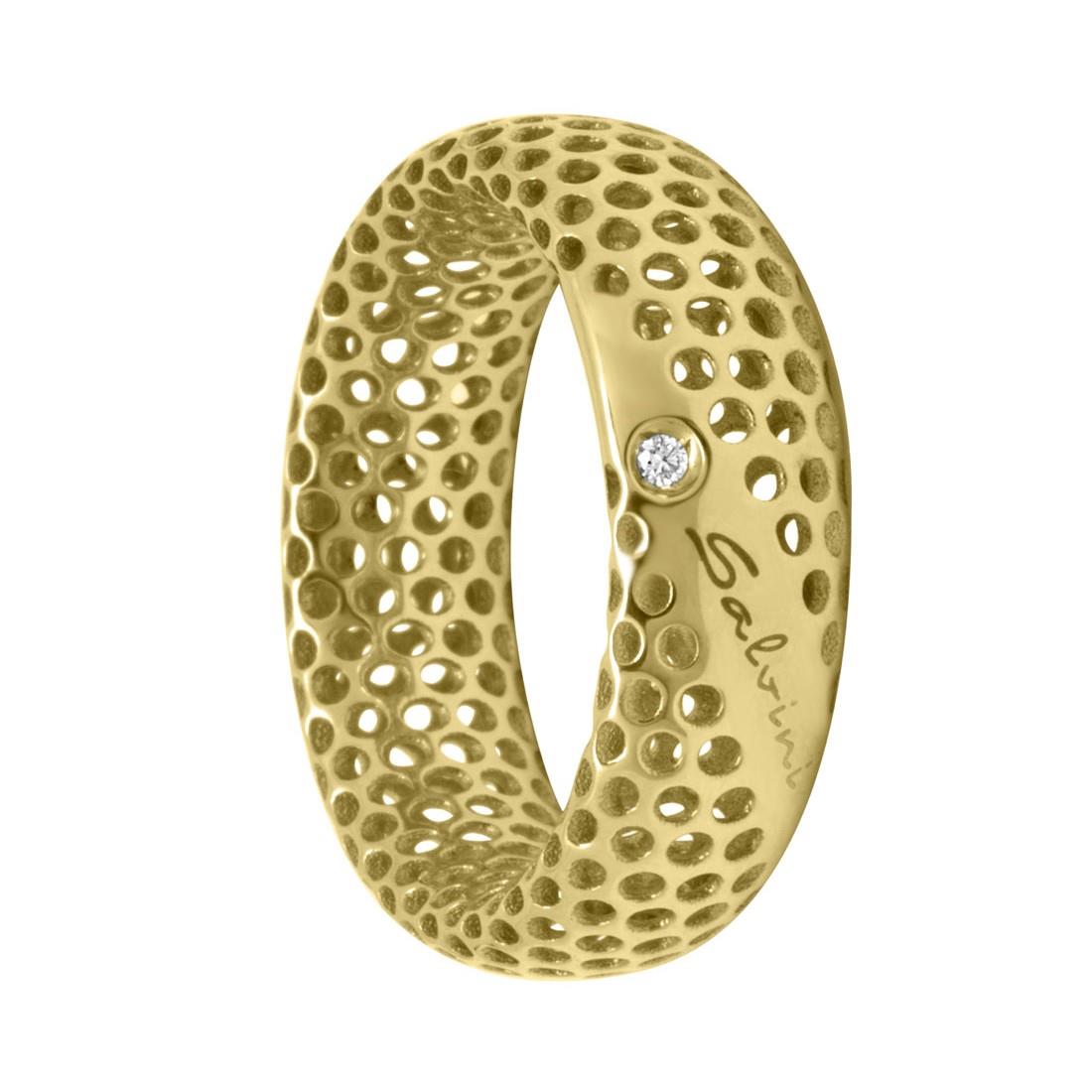  Yellow gold 9 kt ring Golden Cage collection and diamond ct 0.01, size N - SALVINI