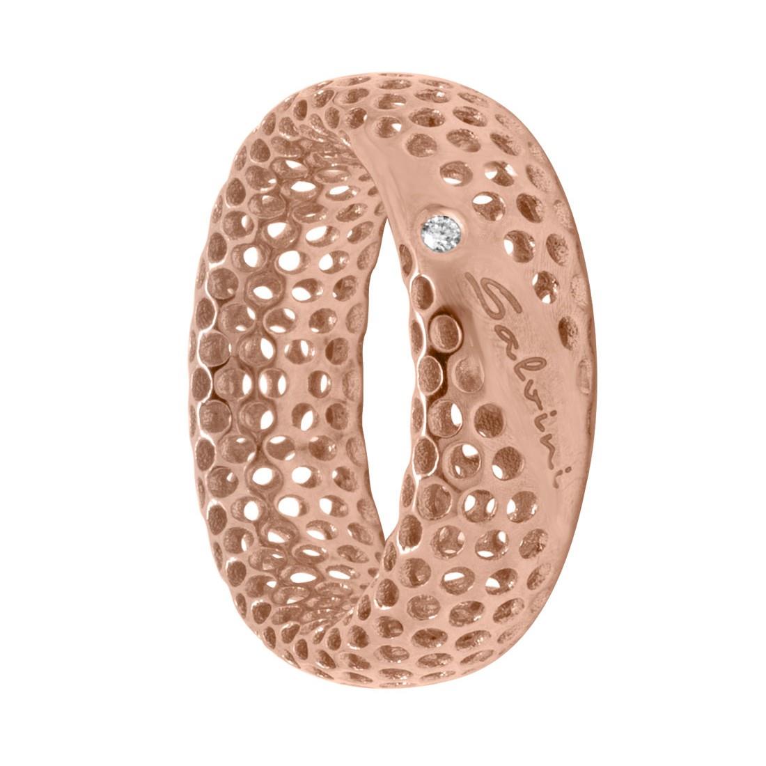 Rose gold 9 kt ring Golden Cage collection with diamond ct 0.01, size N - SALVINI