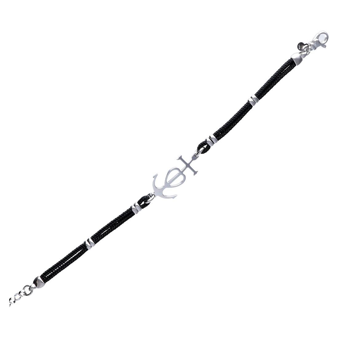 collana laccio nero caucciu 2mm argento 925 su chiusura per ciondoli uomo donna