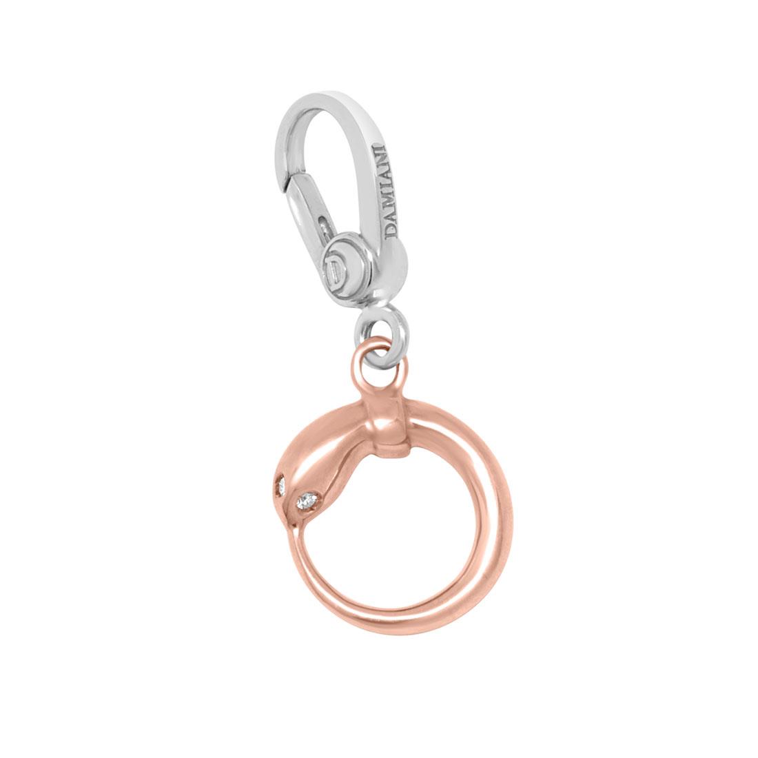 Ciondolo in oro bianco e oro rosa con diamante ct 0.01 - DAMIANI