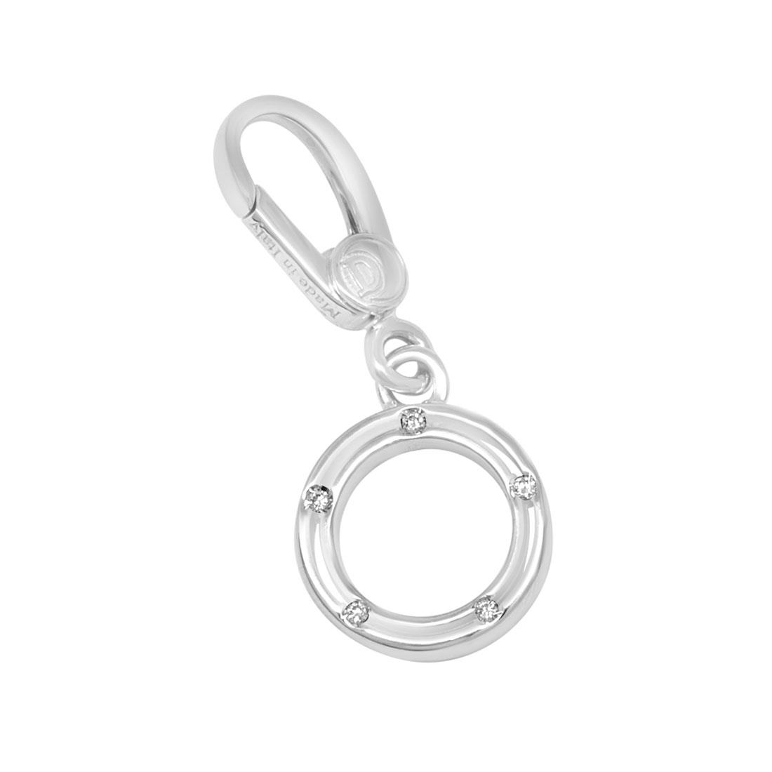 Pendente in oro bianco a cerchio con diamanti ct 0,05 - DAMIANI