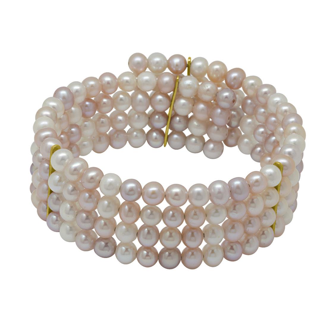 Pulsera con perlas blancas, marfil y rosa - RIVIK