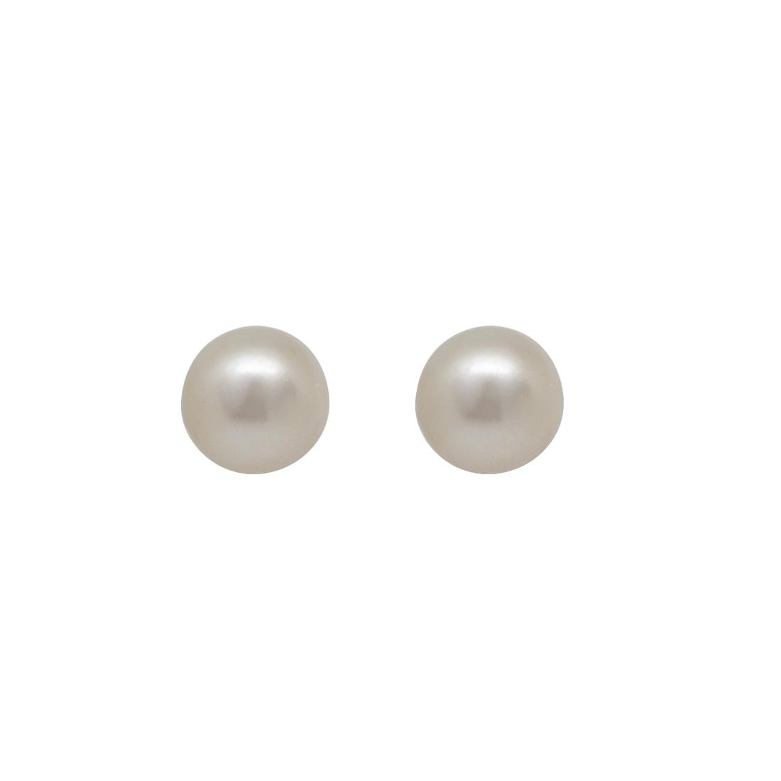  White gold lobe earrings with white Akoya pearls 6-6.5 mm - RIVIK