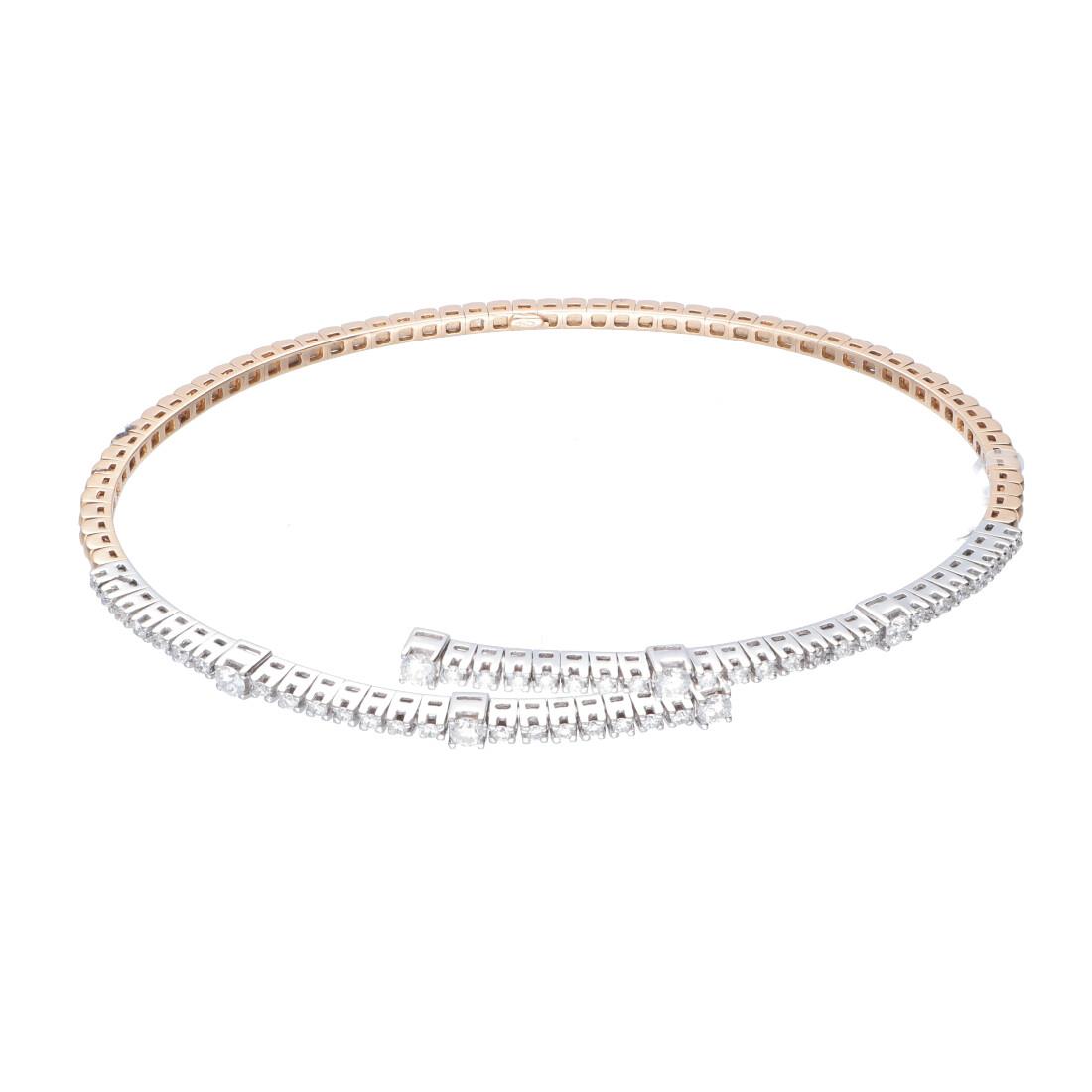 Bracciale in oro bianco e giallo semirigido con diamanti - ALFIERI & ST. JOHN