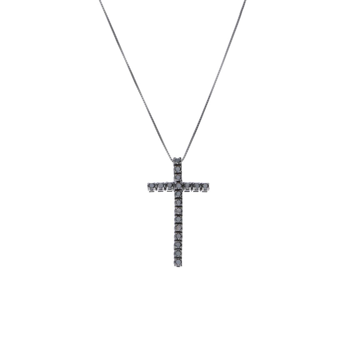 Collier con pendente croce in oro con diamanti neri - ALFIERI & ST. JOHN