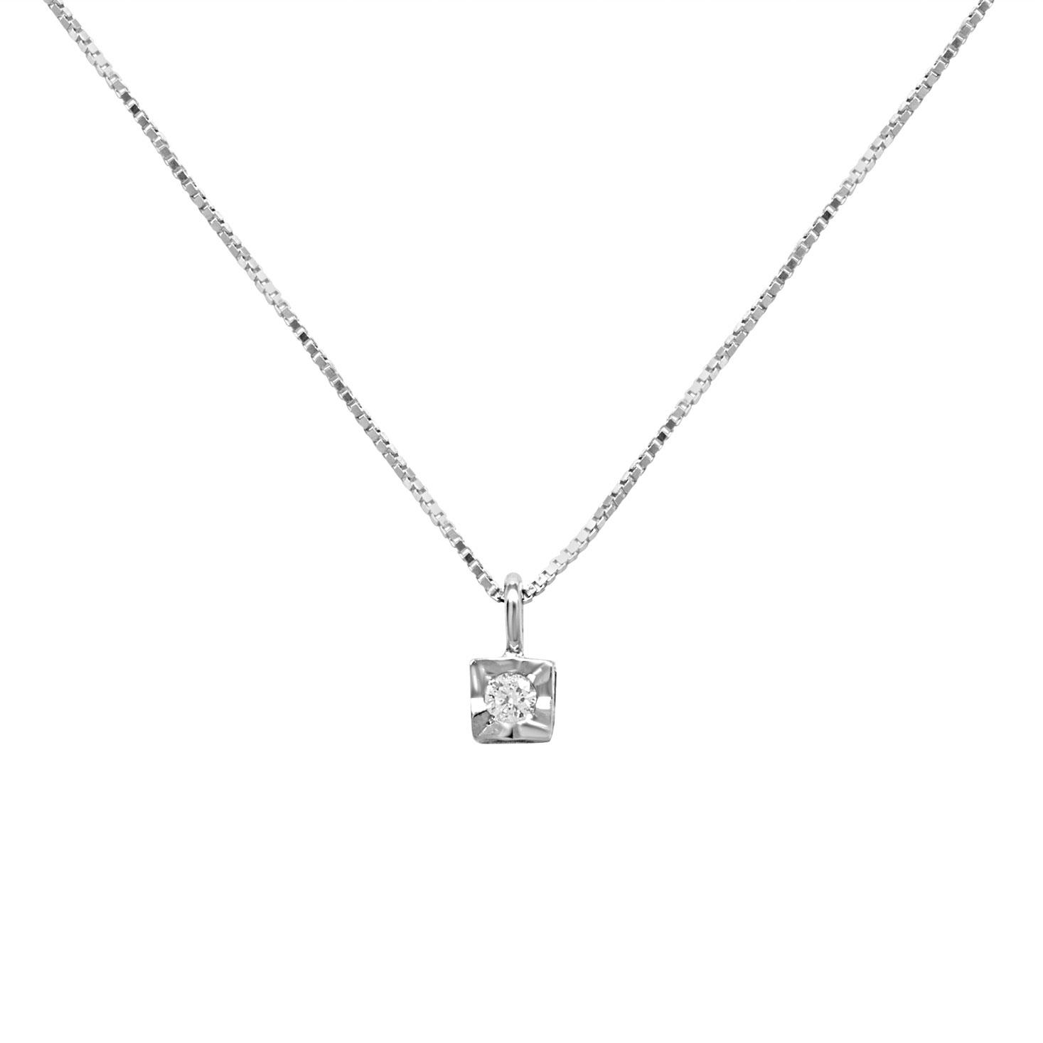 Collana punto luce in oro bianco e diamanti ct. 0,03 - ALFIERI & ST. JOHN