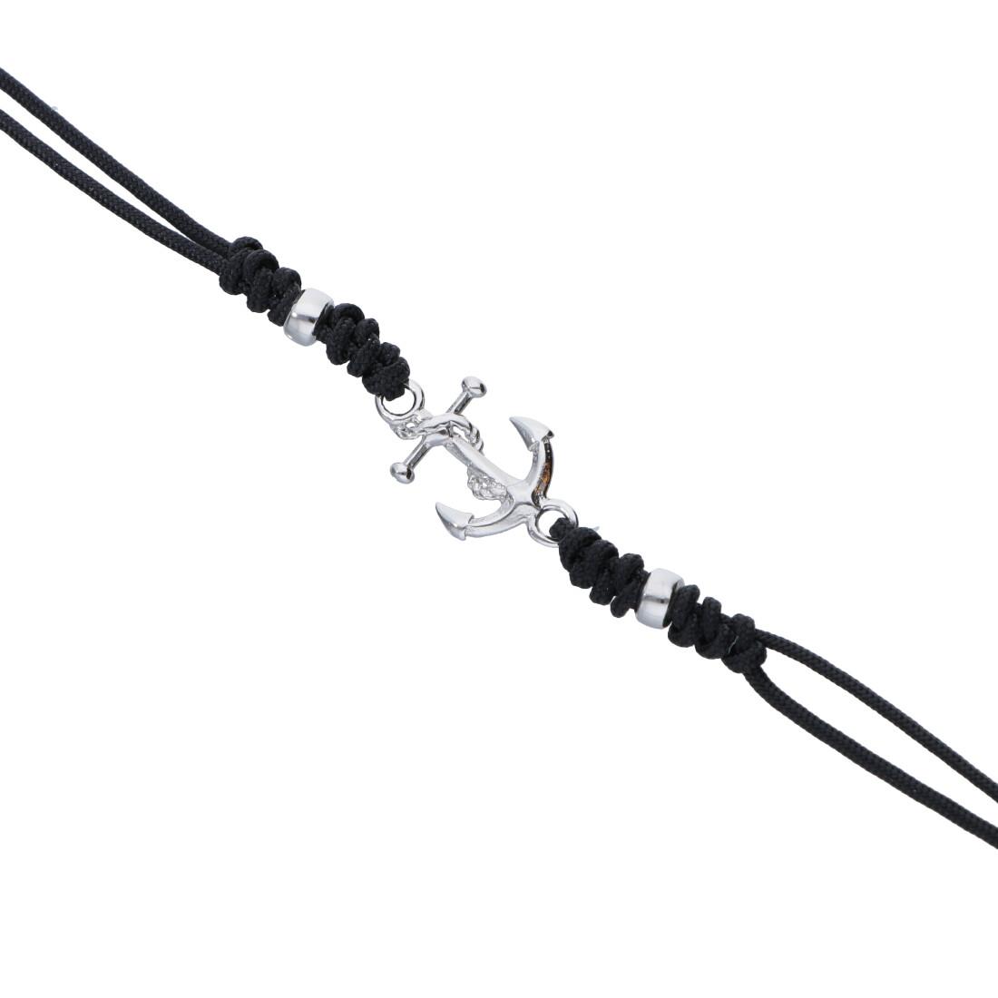 Pulsera de plata y cordon negro .  - ORO&CO 925