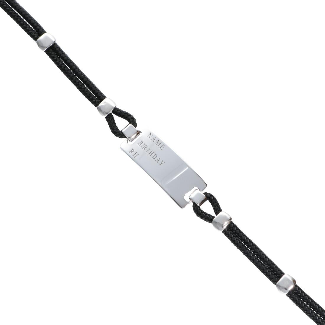 Bracciale da uomo in cotone nero e argento - ORO&CO 925