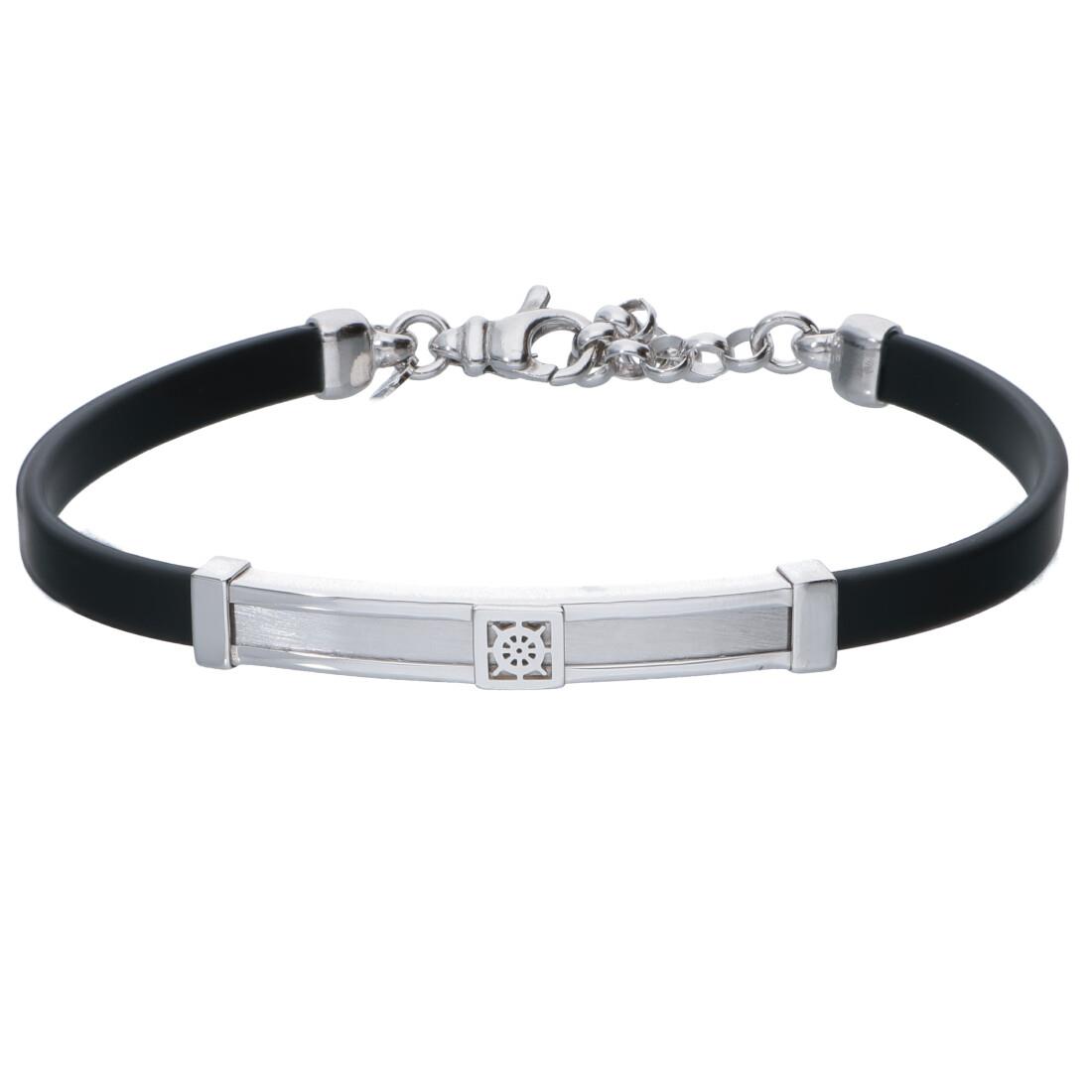 Pulsera de plata y caucho. Longitud 18cm + 3cm - ORO&CO 925