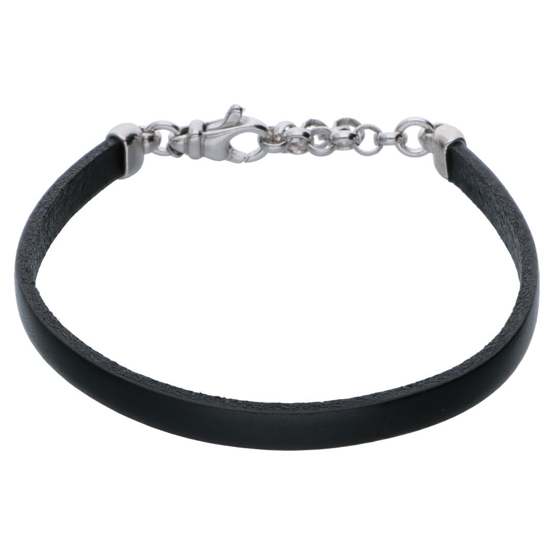 pulsera de hombre en plata 925 y caucho talla 17 (regulable) - ORO&CO 925