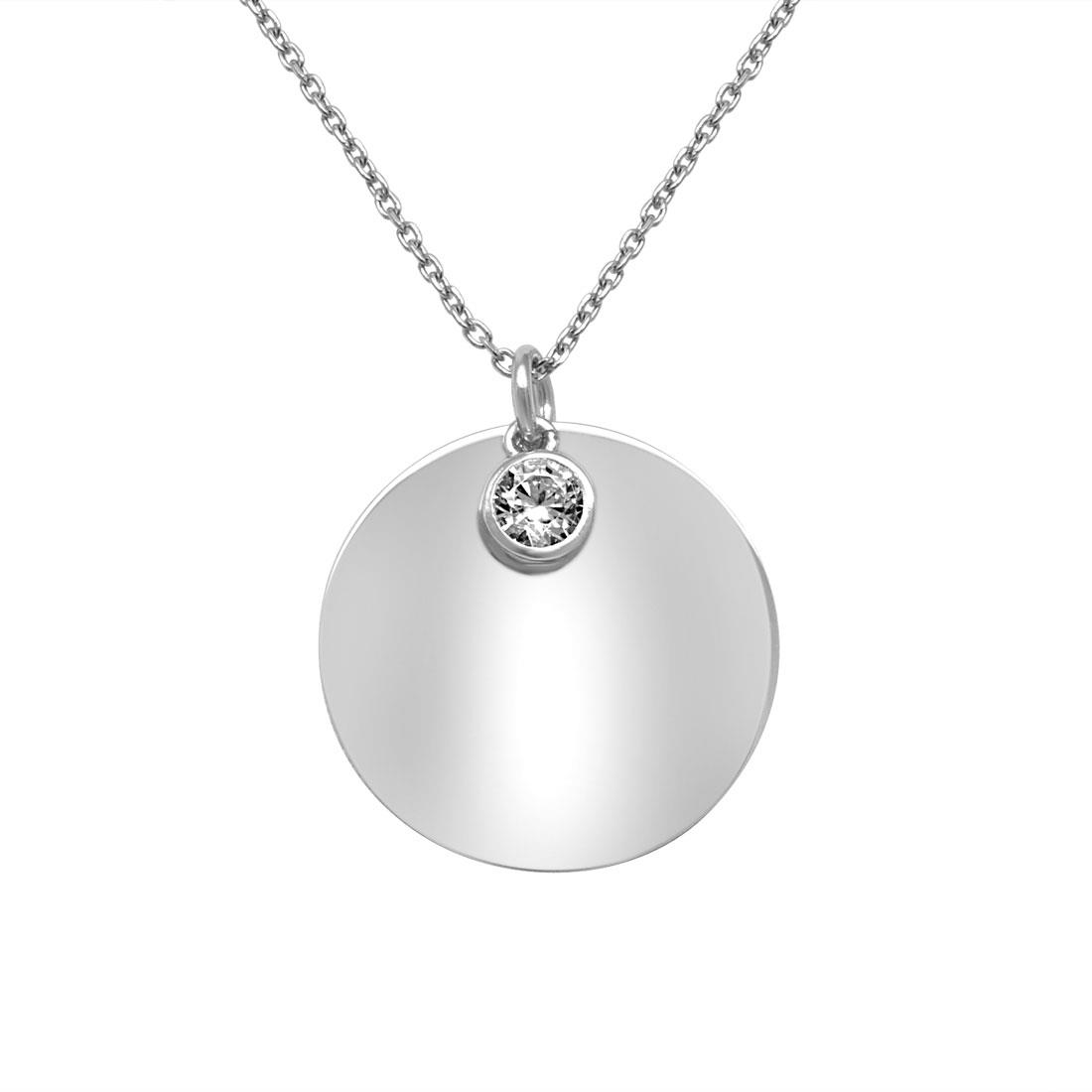 collar en plata con circonita circulo - ORO&CO 925