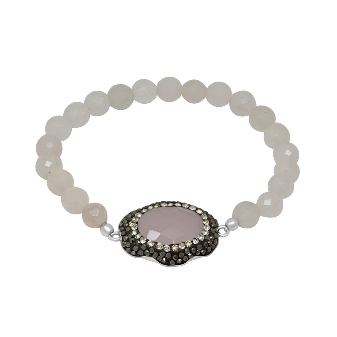  Silver bracelet with elastic Luxury Fashion collection with pink stone - ORO&CO 925