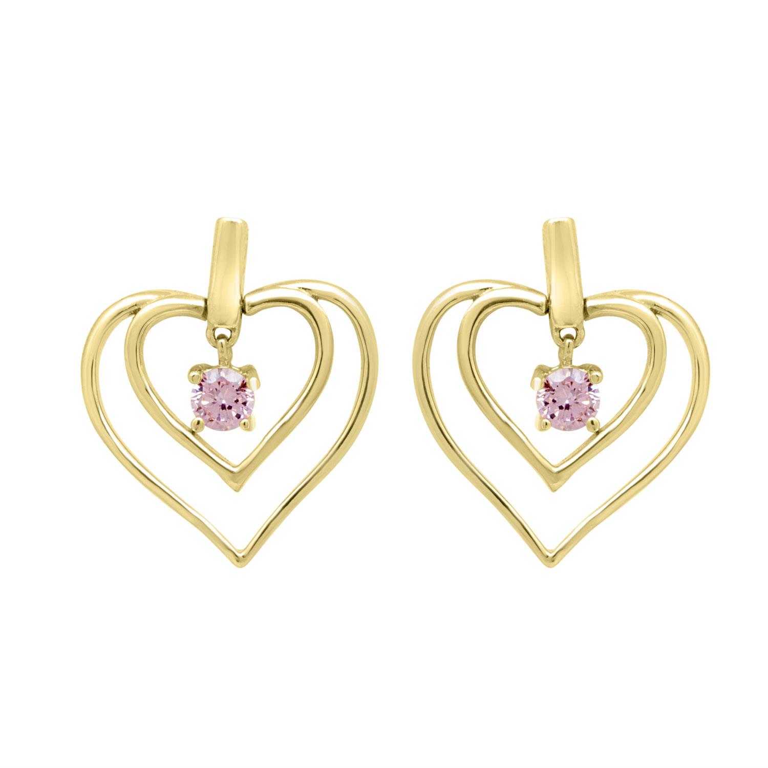 Pendientes de dise&ntilde;o en plata dorada con piedras moradas - ORO&CO 925