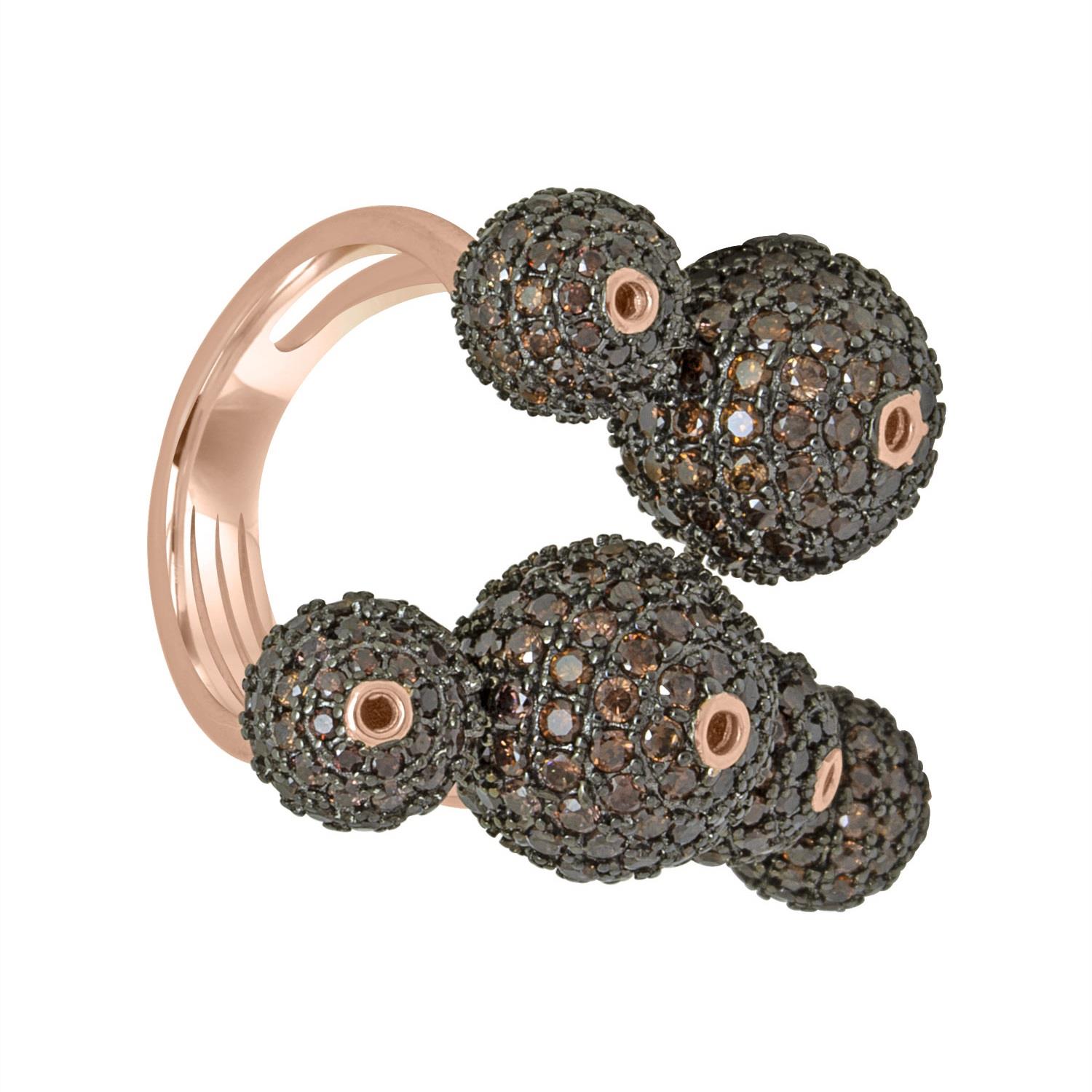 Design ring in rose silver with black stones size 11 - ORO&CO 925