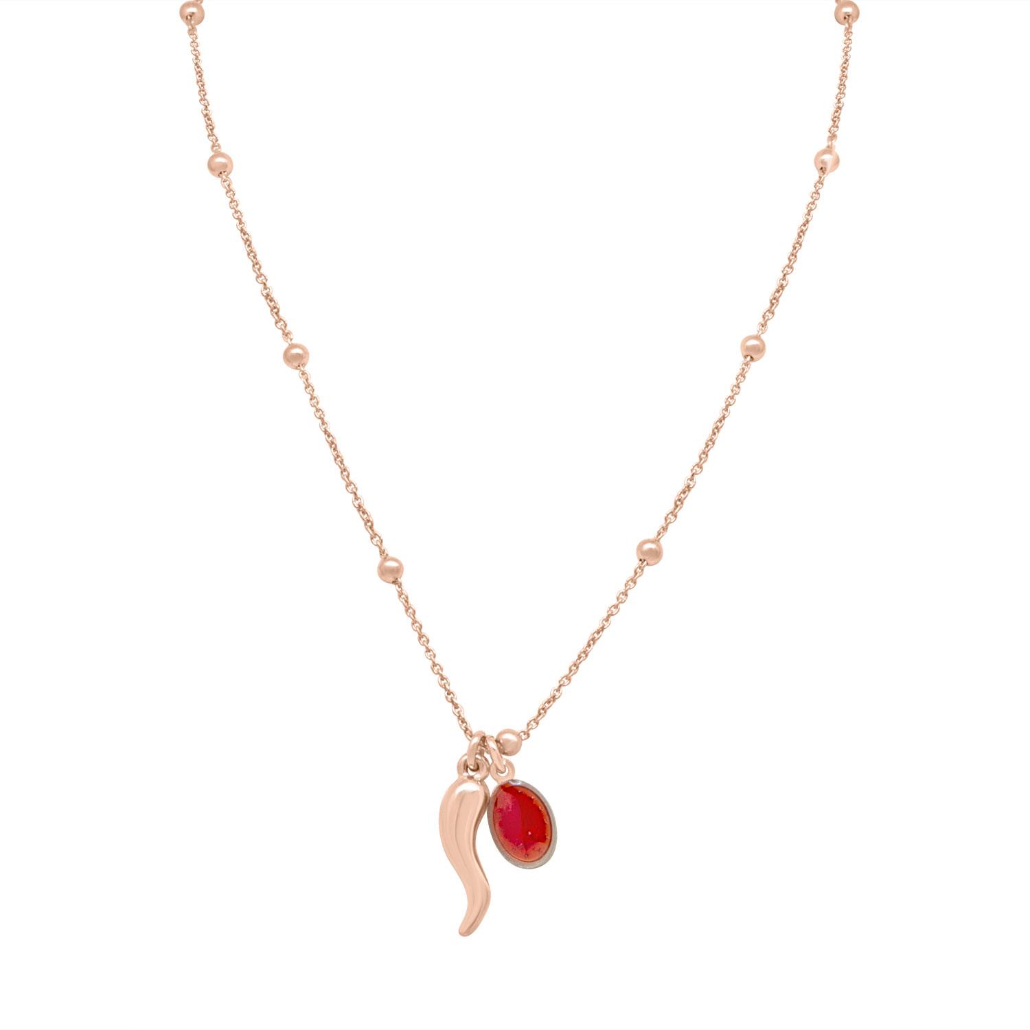 Collar de plata rosa con colgante  - ORO&CO 925