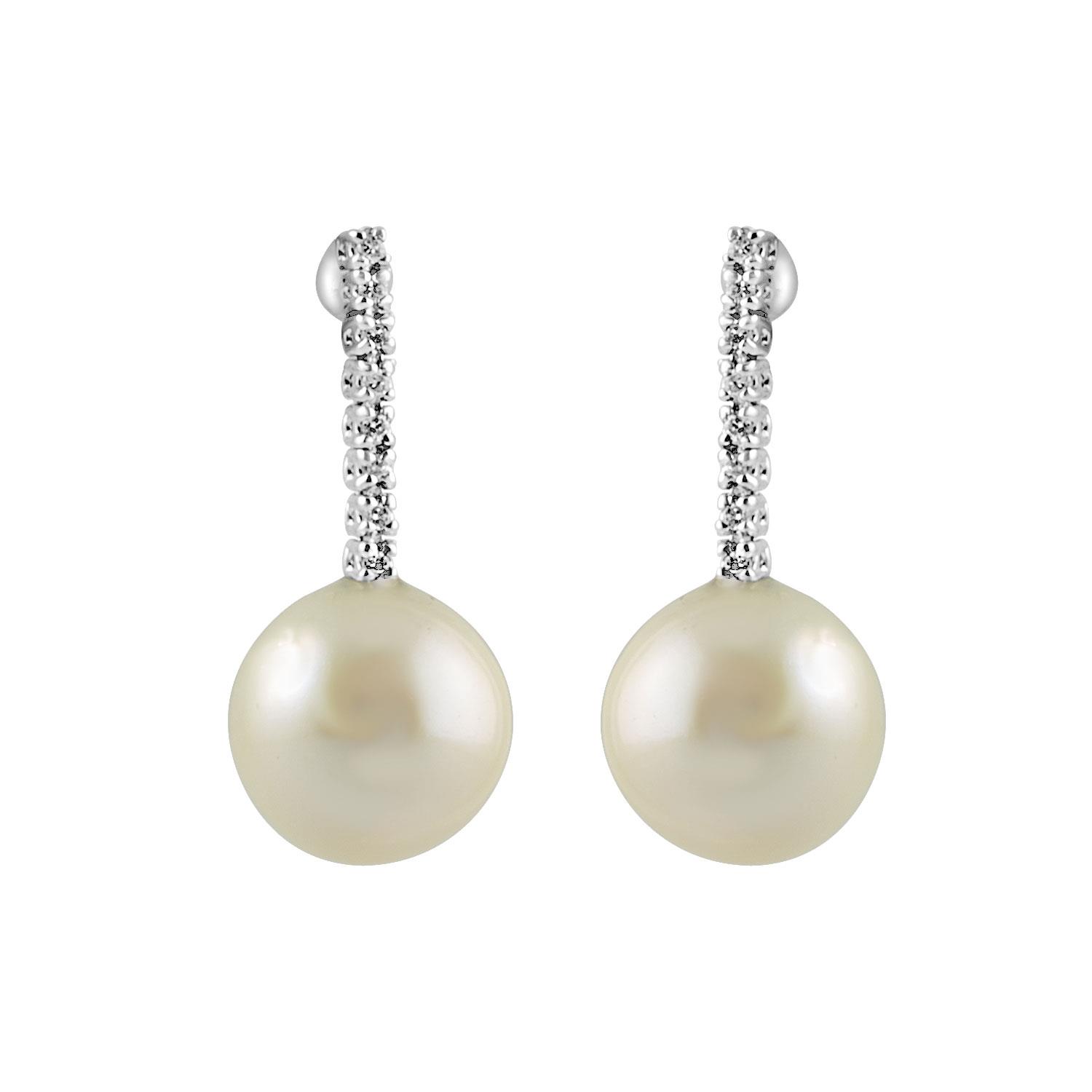 White gold earrings with pearls and diamonds ct. 0.10 - ROBERTO ...