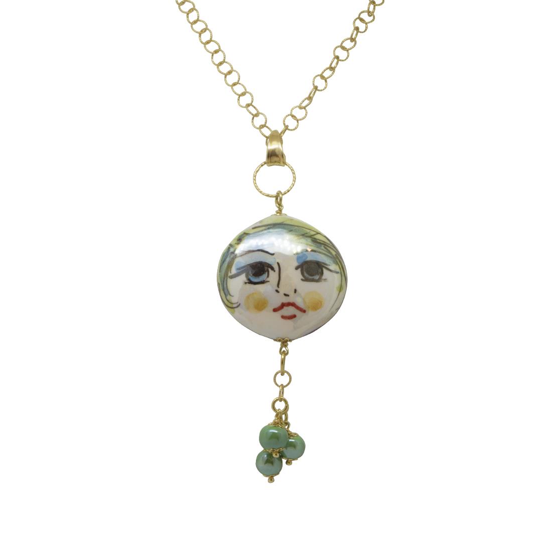 Long necklace in silver and ceramic - LE PERLE DI CALTAGIRONE