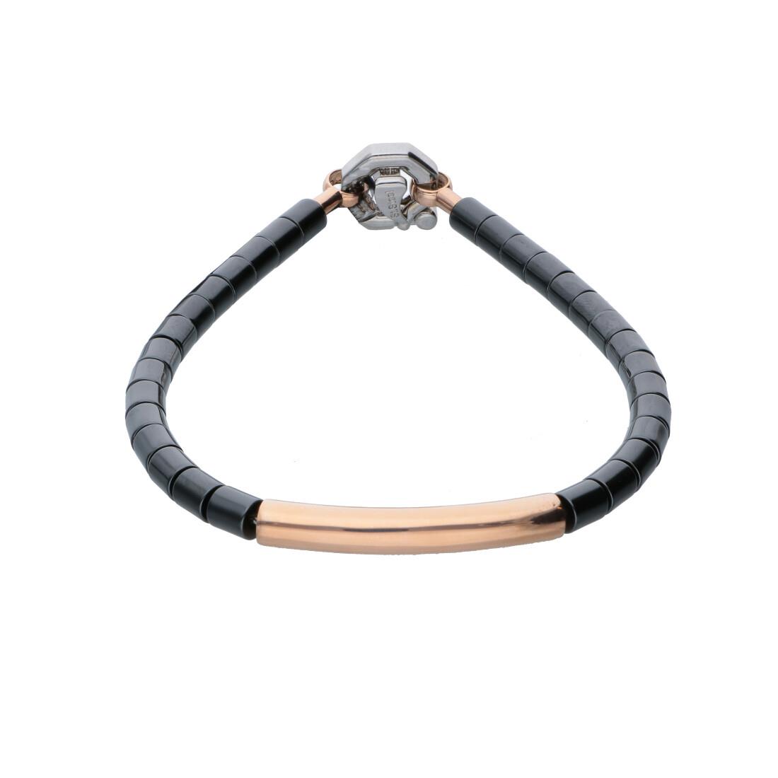 S.Oliver Bracciale Uomo In Pelle E Acciaio Inox, Intrecciato, Regolabile 20+1,5 Cm, Chiusura Magnetica